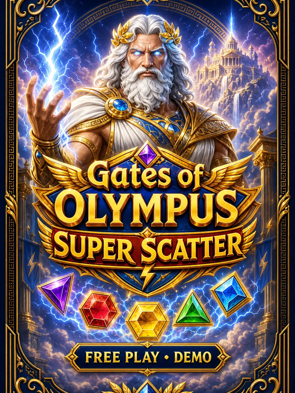 Gates of Olympus Super Scatter demo screen with virtual credit balance